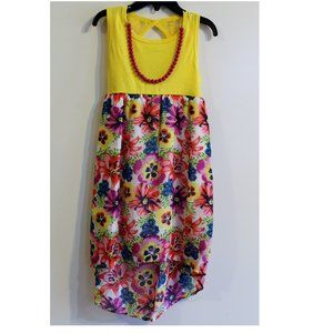 Duchess Girl's Dress Size 6 6X Yellow Pink Floral Hi Low